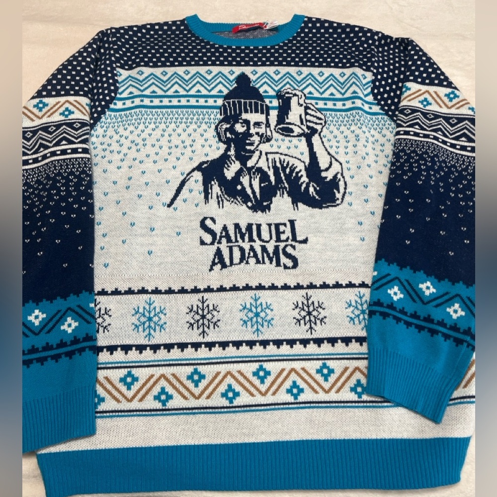 Samuel Adams Men’s Crewneck Sweater in Navy & Teal